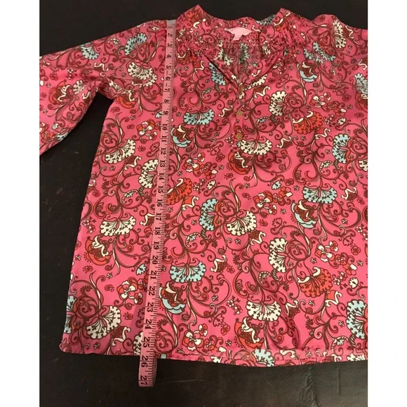 Lilly Pulitzer Elsa Hotty Pink Ring My Chime Silk Top - Size Medium - Picture 9 of 12